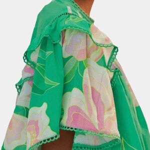 FARM Rio Vibrant Green Floral Top